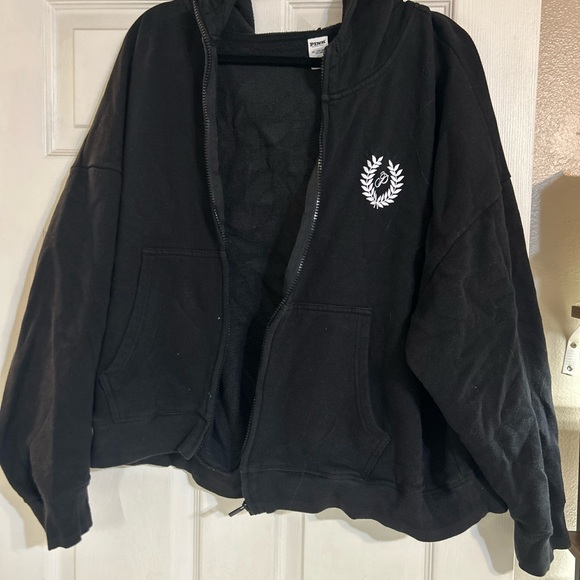 PINK Victoria's Secret Black Fleece Jacket - Picture 1 of 2